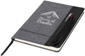 A5 HEATHERED NOTEBOOK WITH LEATHERLOOK SIDE