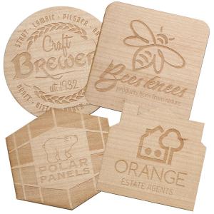 Wooden Coasters Engraved Bespoke Shaped